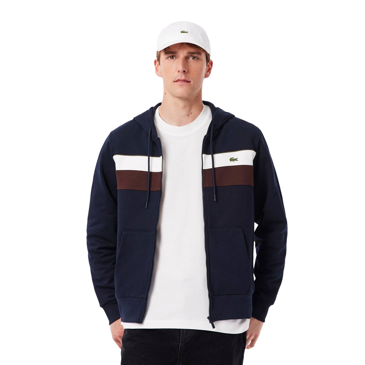 Lacoste Zipped Colour-Block Hoodie Navy/Flour-Vermouth - SH5913-6WZ