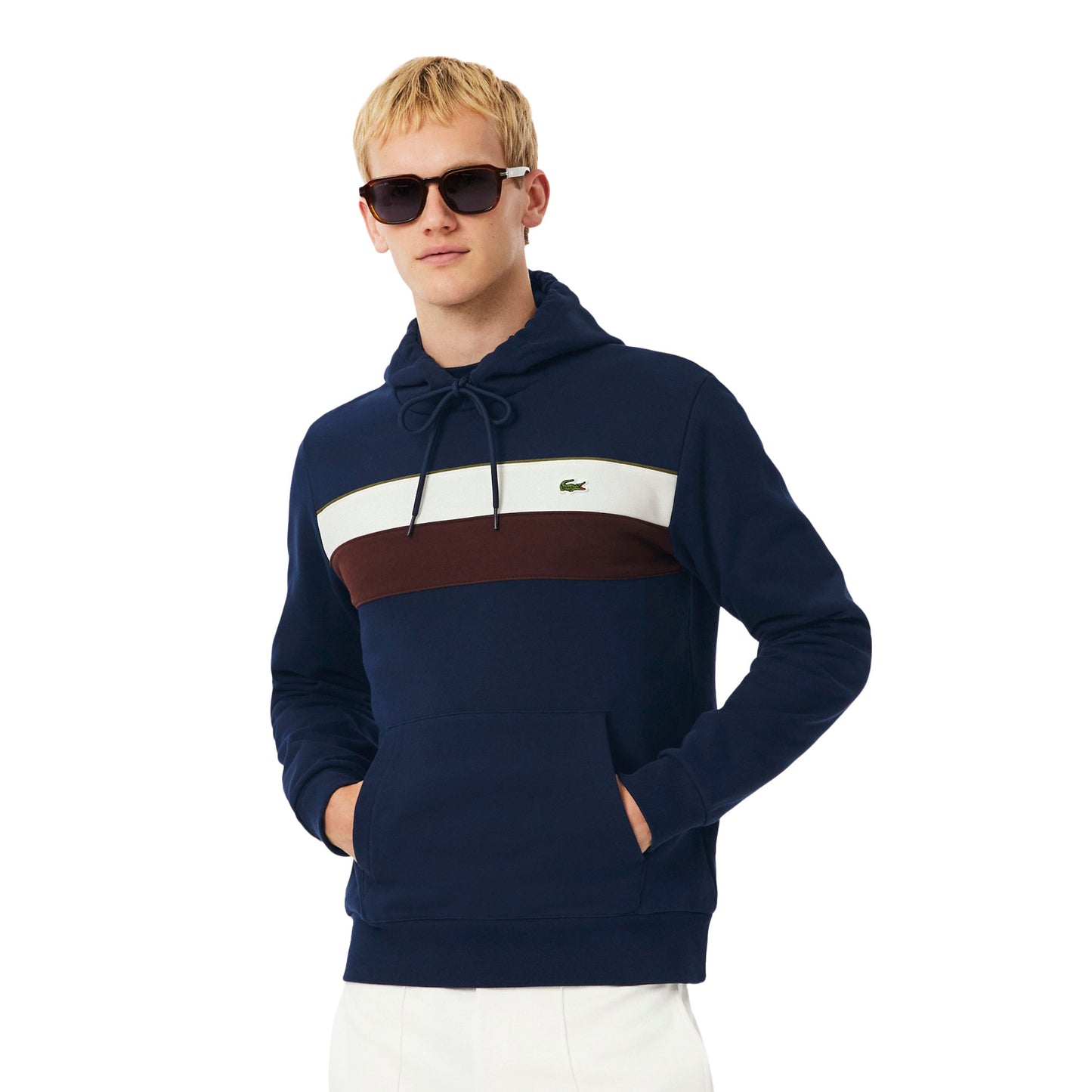 Lacoste Colour-Block Fleece Hoodie Marine/Farine-Vermouth - SH8161-6WZ