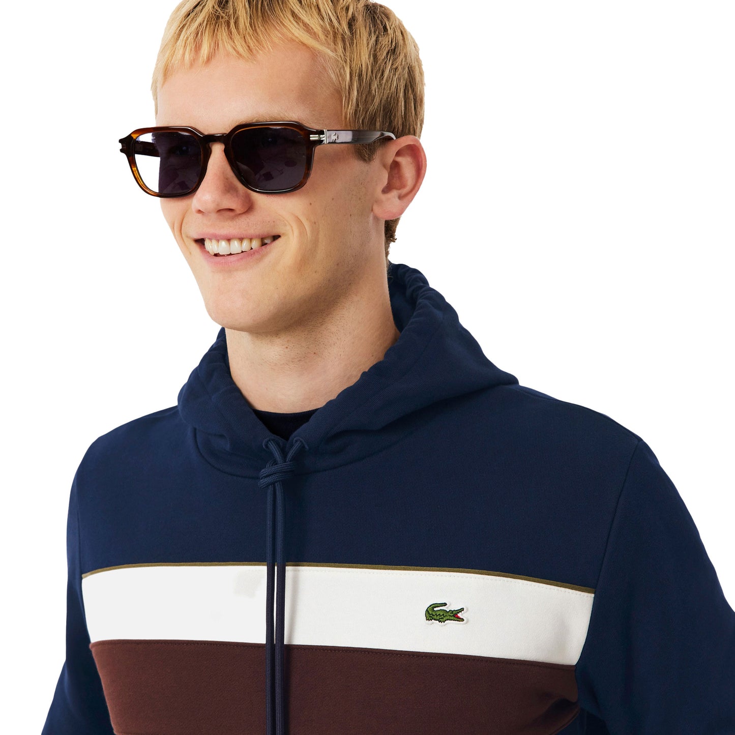 Lacoste Colour-Block Fleece Hoodie Marine/Farine-Vermouth - SH8161-6WZ