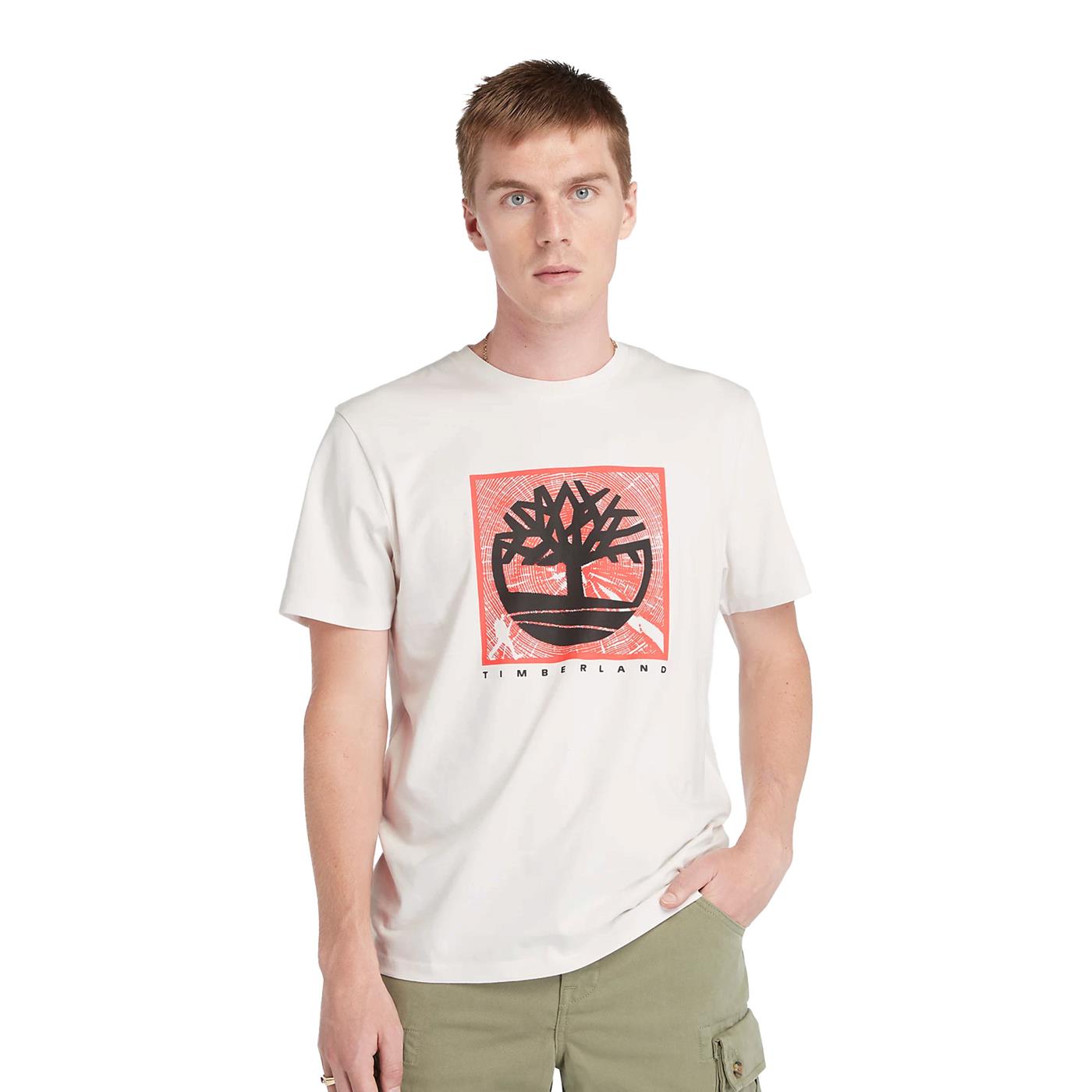 Timberland SS Front Graphic Tee Vintage White - TB0A5UDBCM91