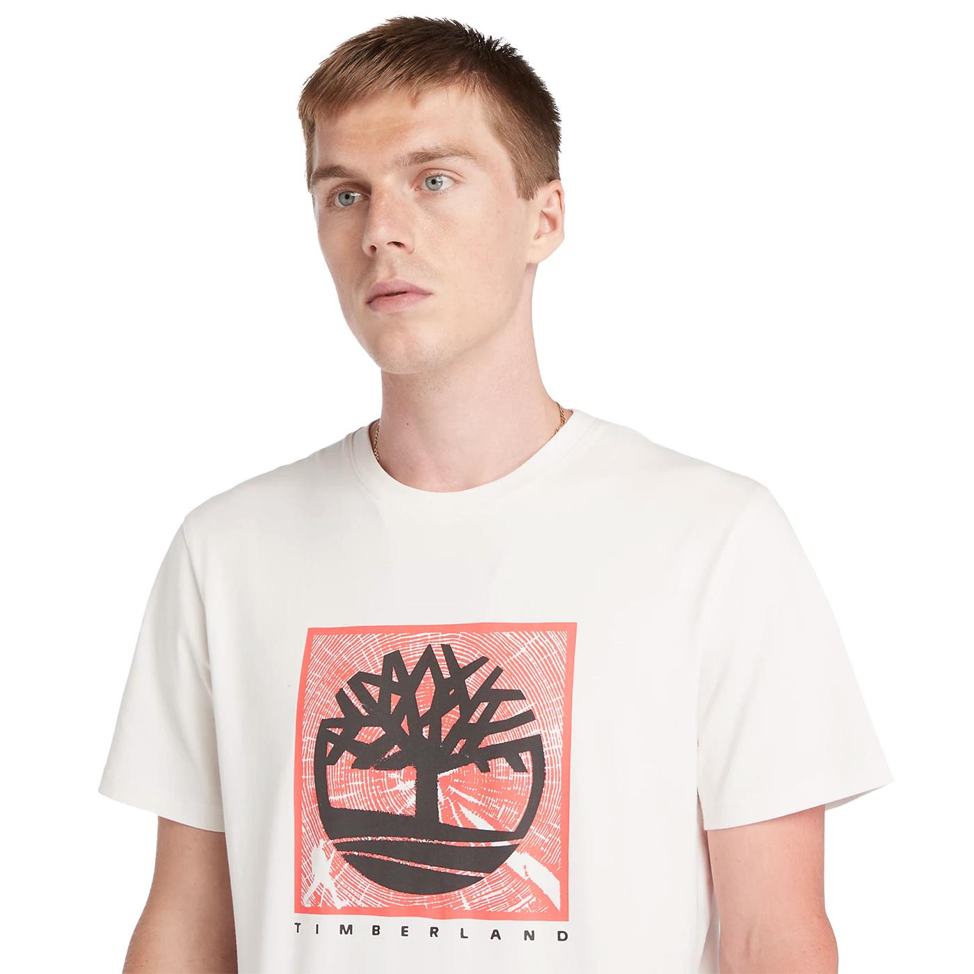 Timberland SS Front Graphic Tee Vintage White - TB0A5UDBCM91