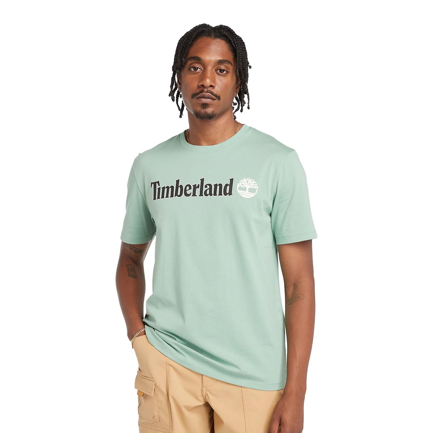 Timberland Kenn Linear Logo SS Tee Granite Green - TB0A5UPQEW01