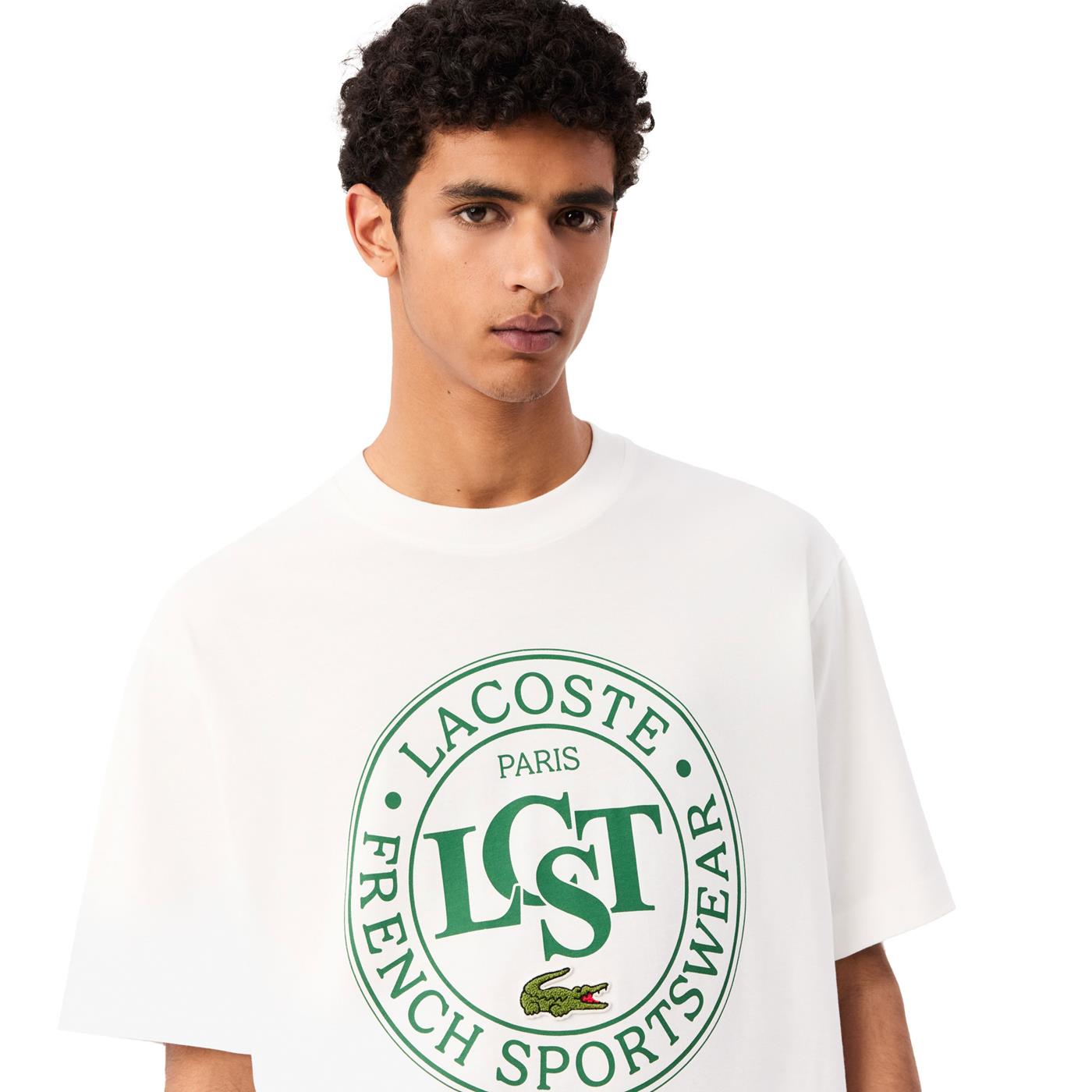 Lacoste Loose Fit Jersey Print T-Shirt White - TH2753-001