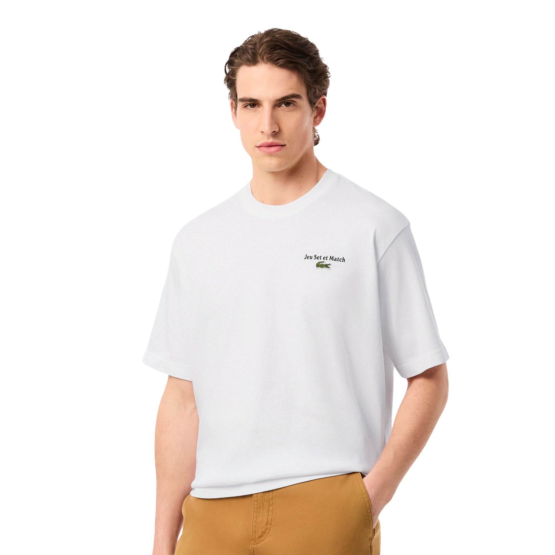 Lacoste Loose Fit Heavy Jersey Printed T-Shirt White  - TH5950-001