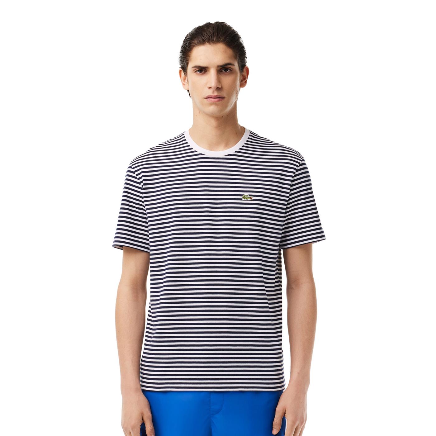 Lacoste Heavy Cotton Striped T-Shirt White/Navy - TH9749-522
