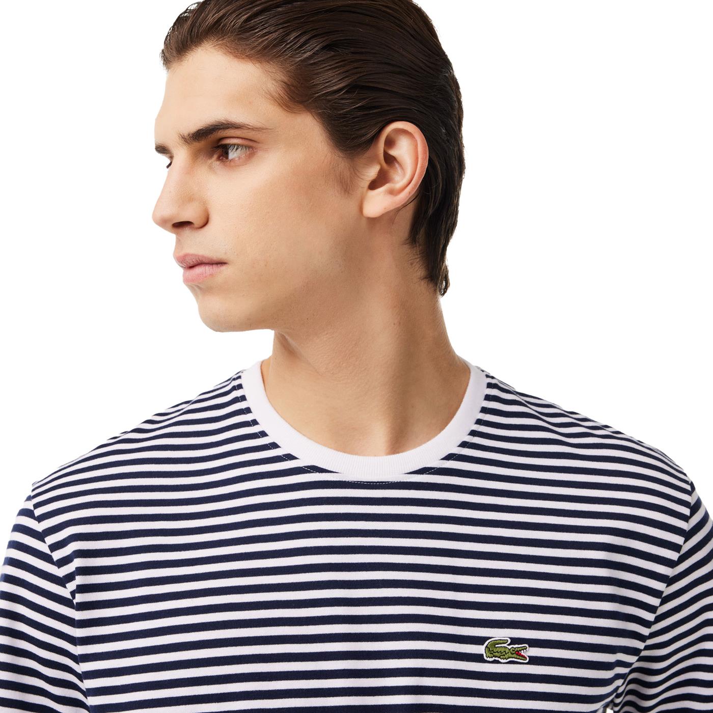 Lacoste Heavy Cotton Striped T-Shirt White/Navy - TH9749-522