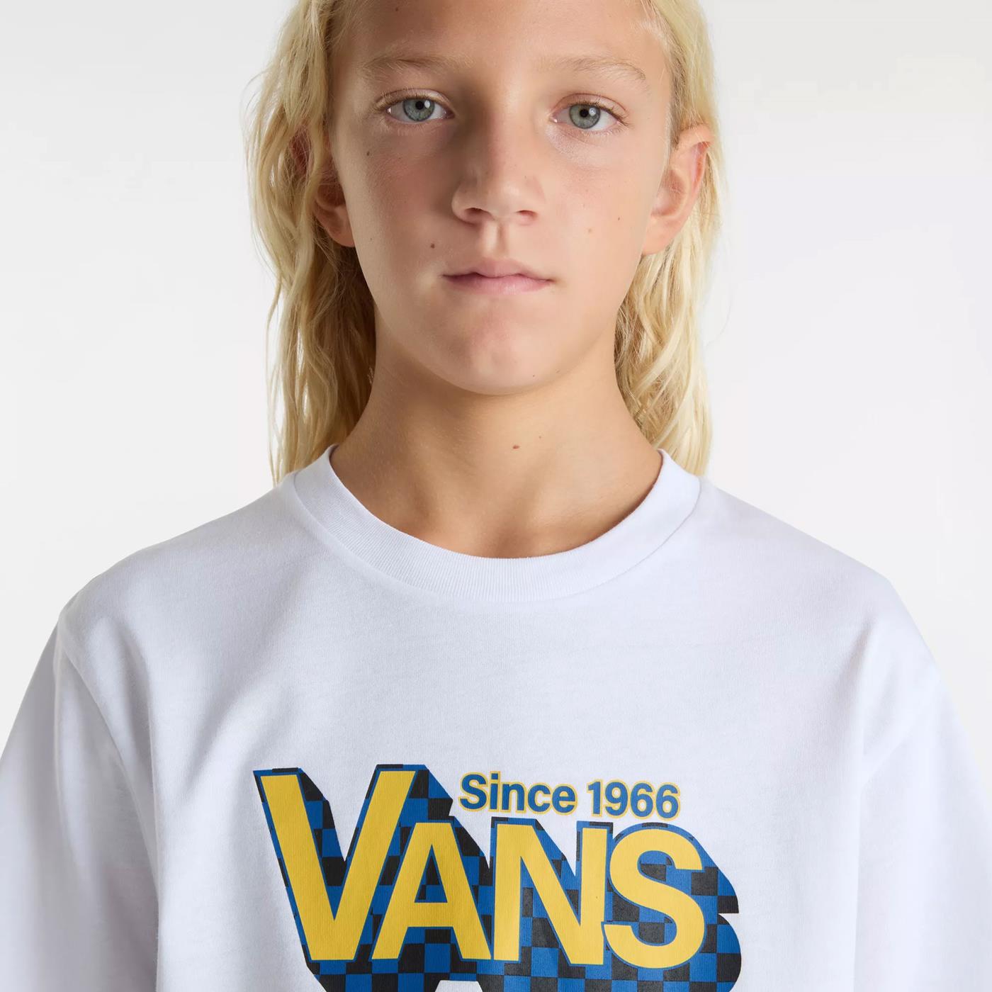 Vans Boys Checker Drop SS Tee White - VN000MK6WHT1