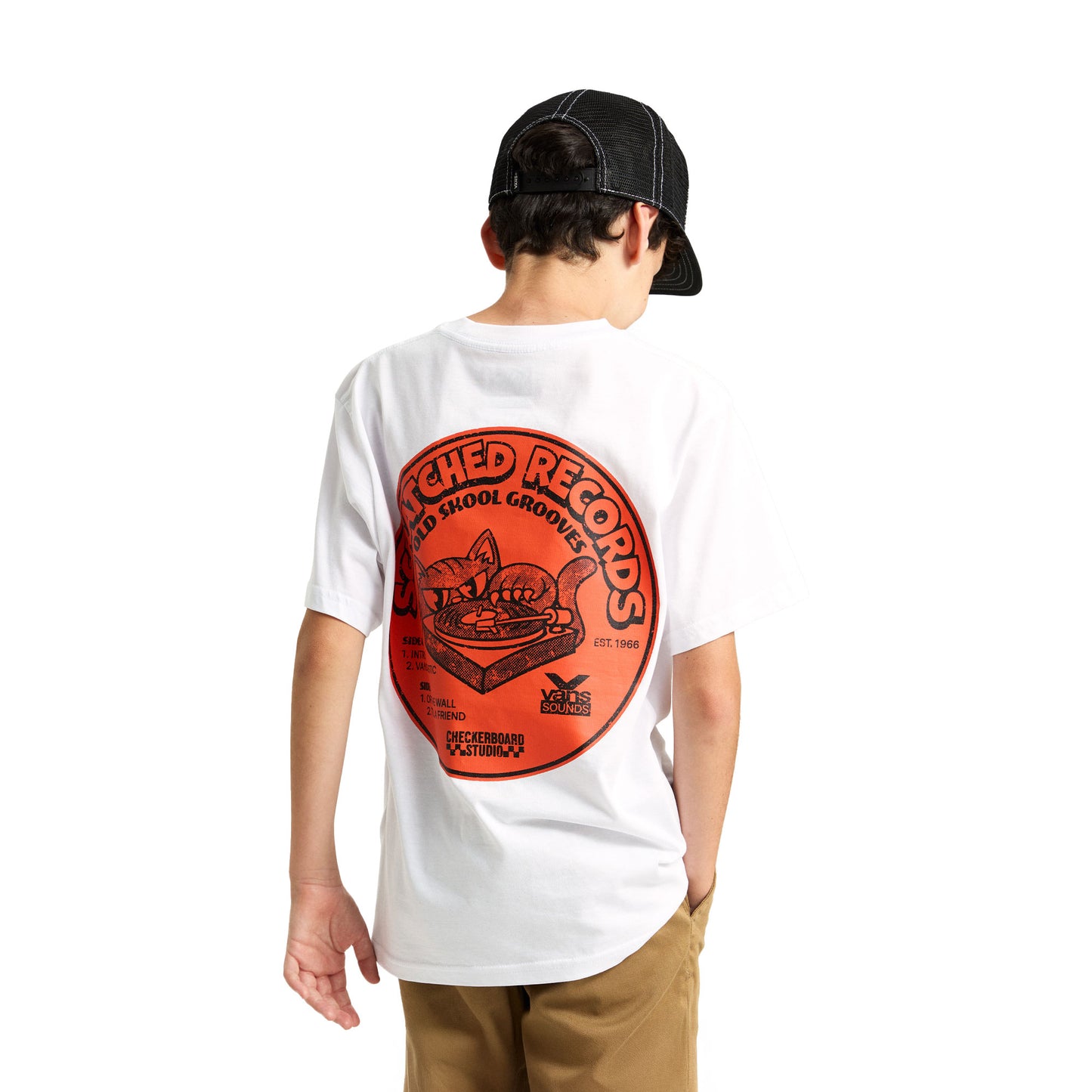 Vans Boys Scratched Records SS Tee White - VN000RCGWHT1