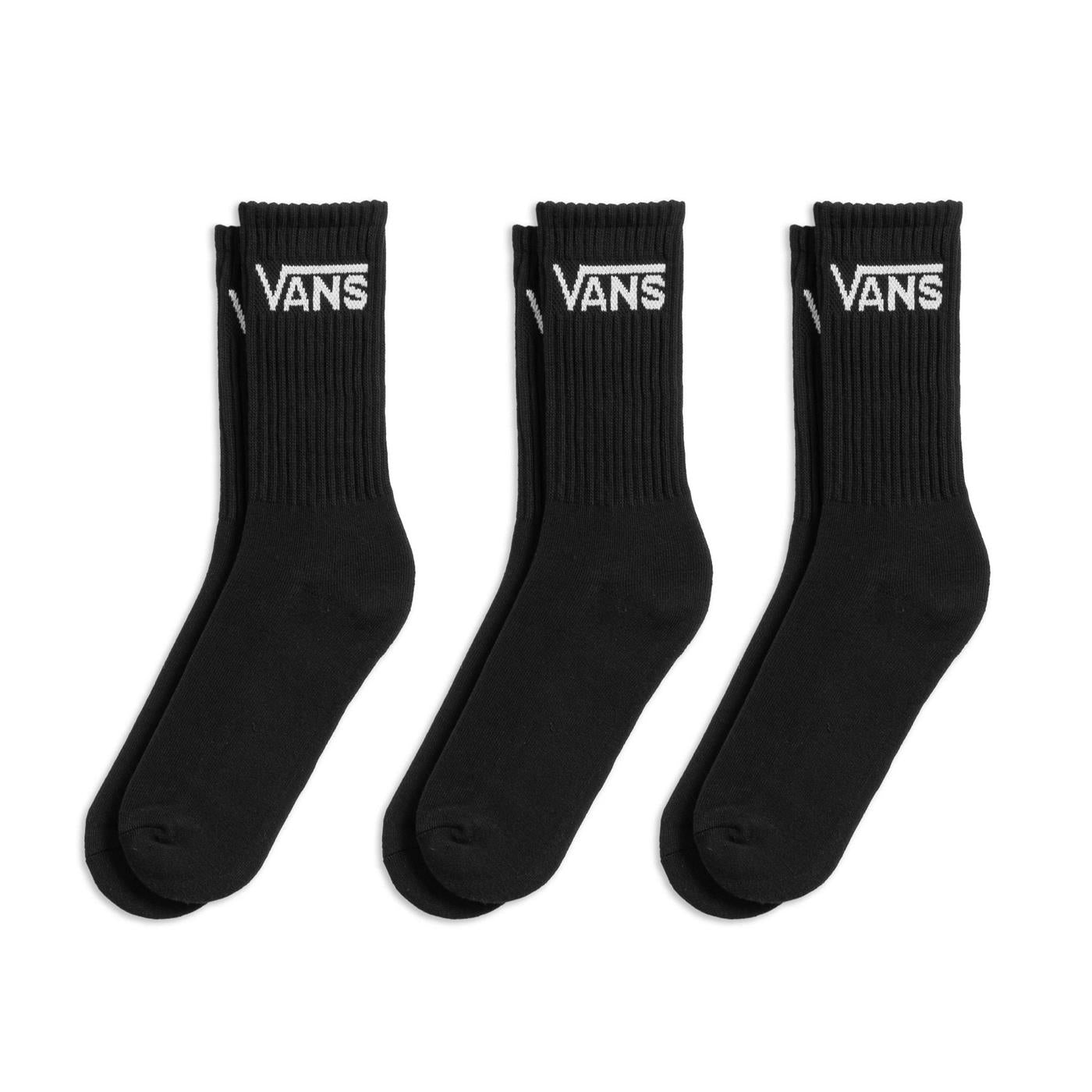 Vans Classic Crew Socks 3 Pack Black - VN000XRZBLK