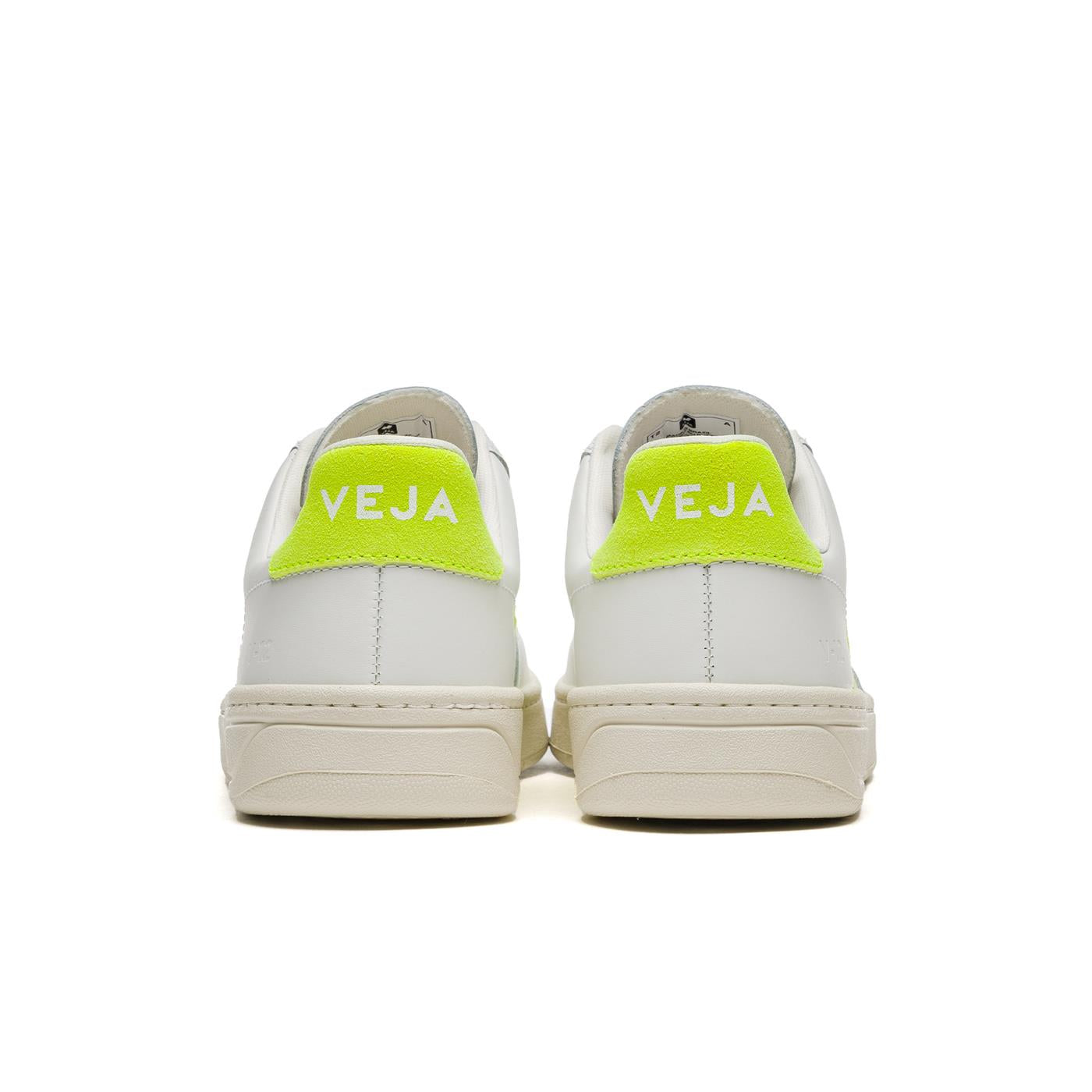 Veja V-12 Leather Extra-White/Fluo-Yellow - XD022649