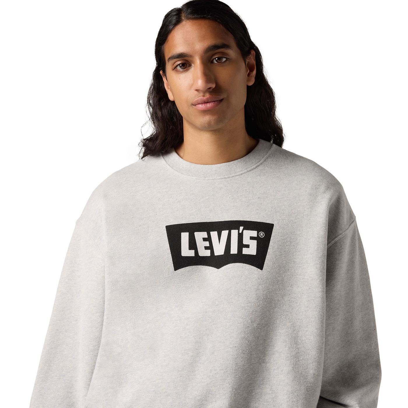 Levis Premium Graphic Crew Vintage BW Logo Two Light Heather  - 000MS-0013