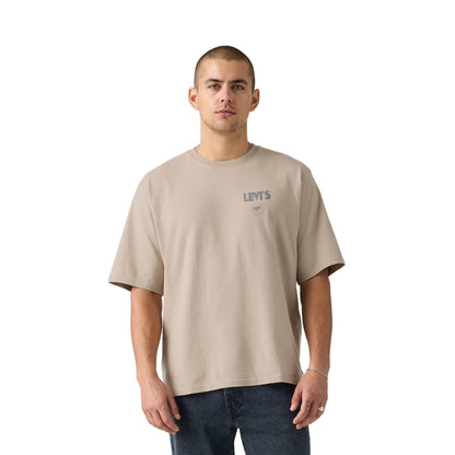 Levis LSE Half Sleeve Tee Zipper Radio Back Print Vtg Khaki  - 006IG-0000