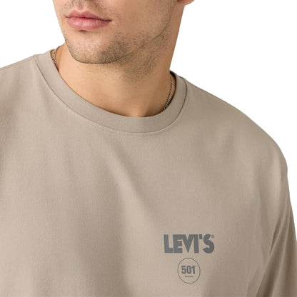 Levis LSE Half Sleeve Tee Zipper Radio Back Print Vtg Khaki  - 006IG-0000