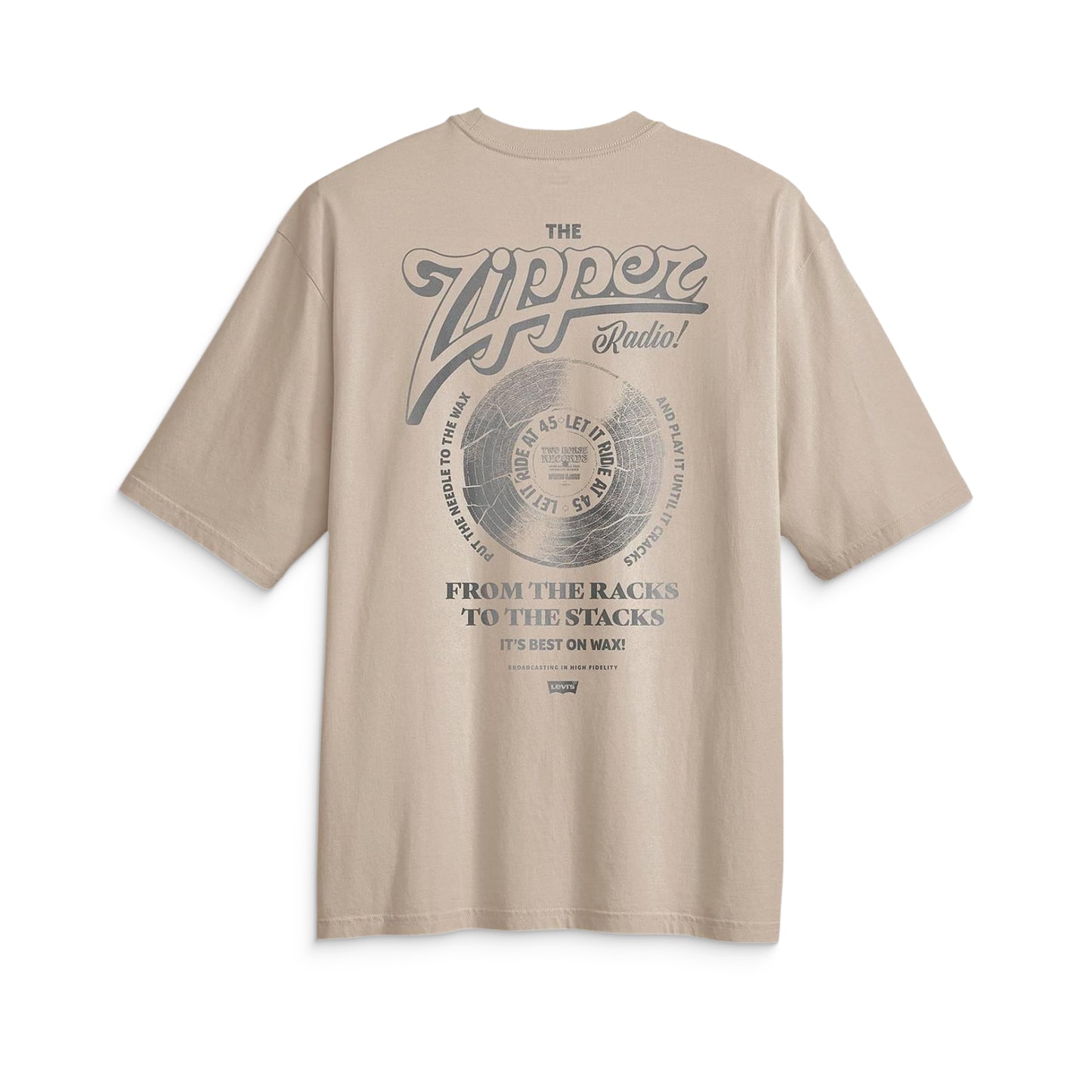 Levis LSE Half Sleeve Tee Zipper Radio Back Print Vtg Khaki  - 006IG-0000