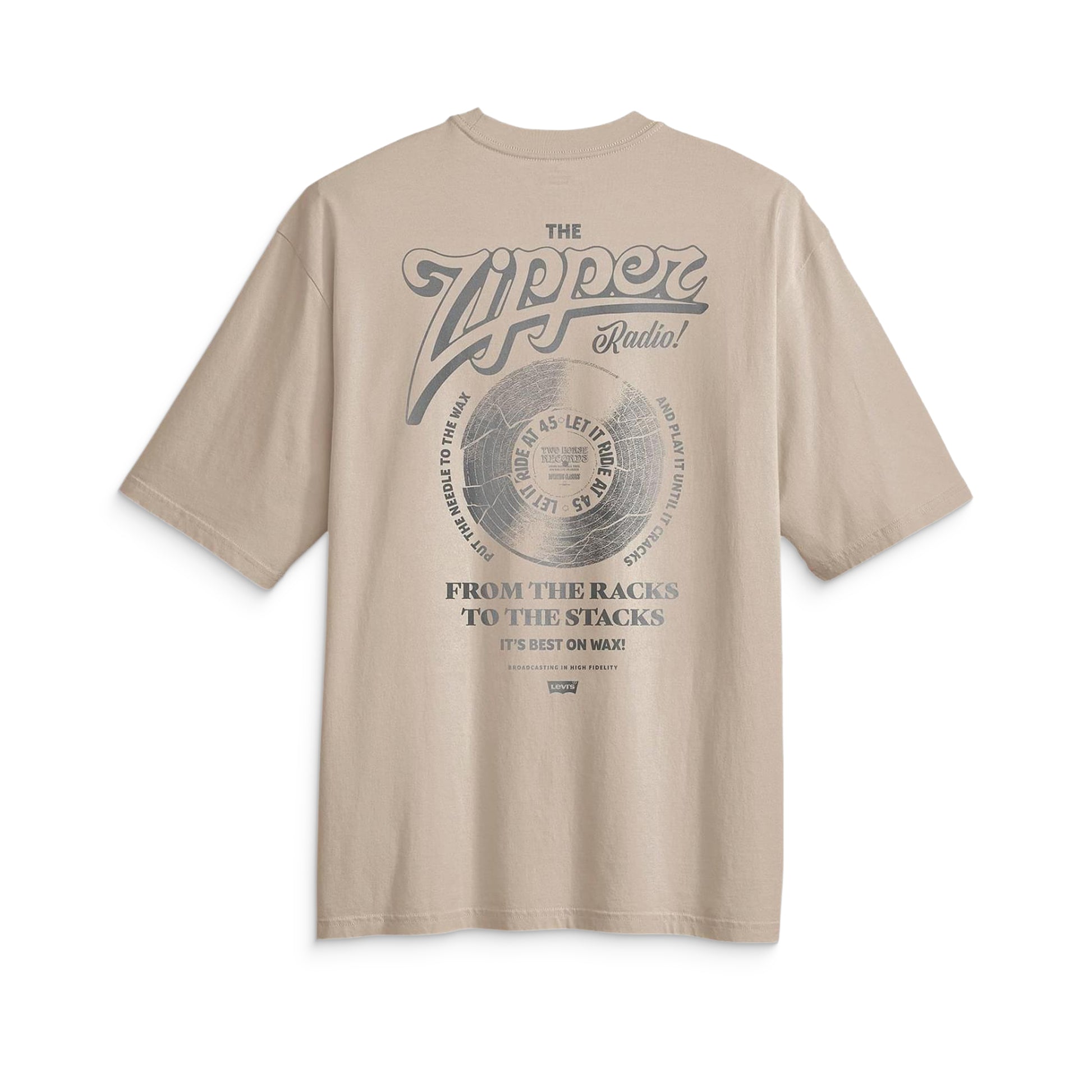 Levis LSE Half Sleeve Tee Zipper Radio Back Print Vtg Khaki  - 006IG-0000