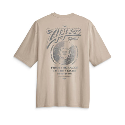 Levis LSE Half Sleeve Tee Zipper Radio Back Print Vtg Khaki  - 006IG-0000