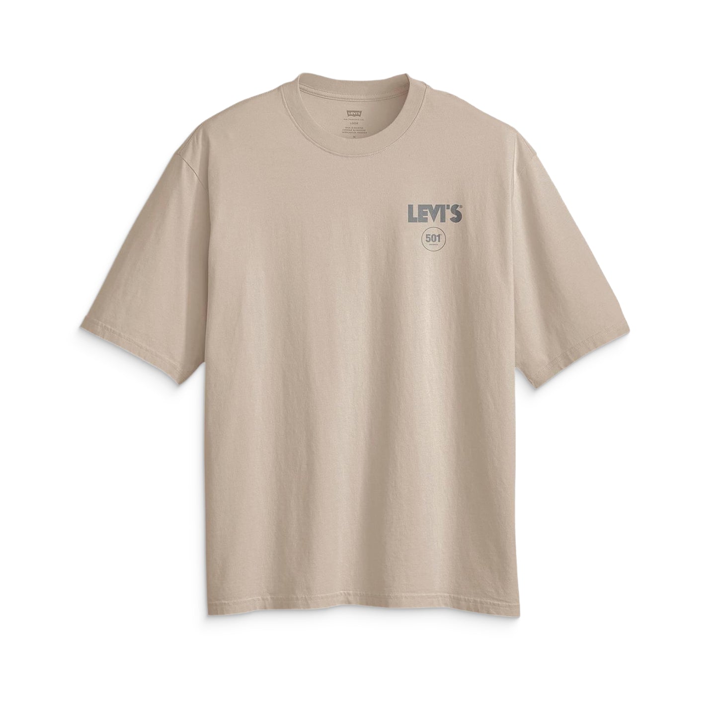 Levis LSE Half Sleeve Tee Zipper Radio Back Print Vtg Khaki  - 006IG-0000