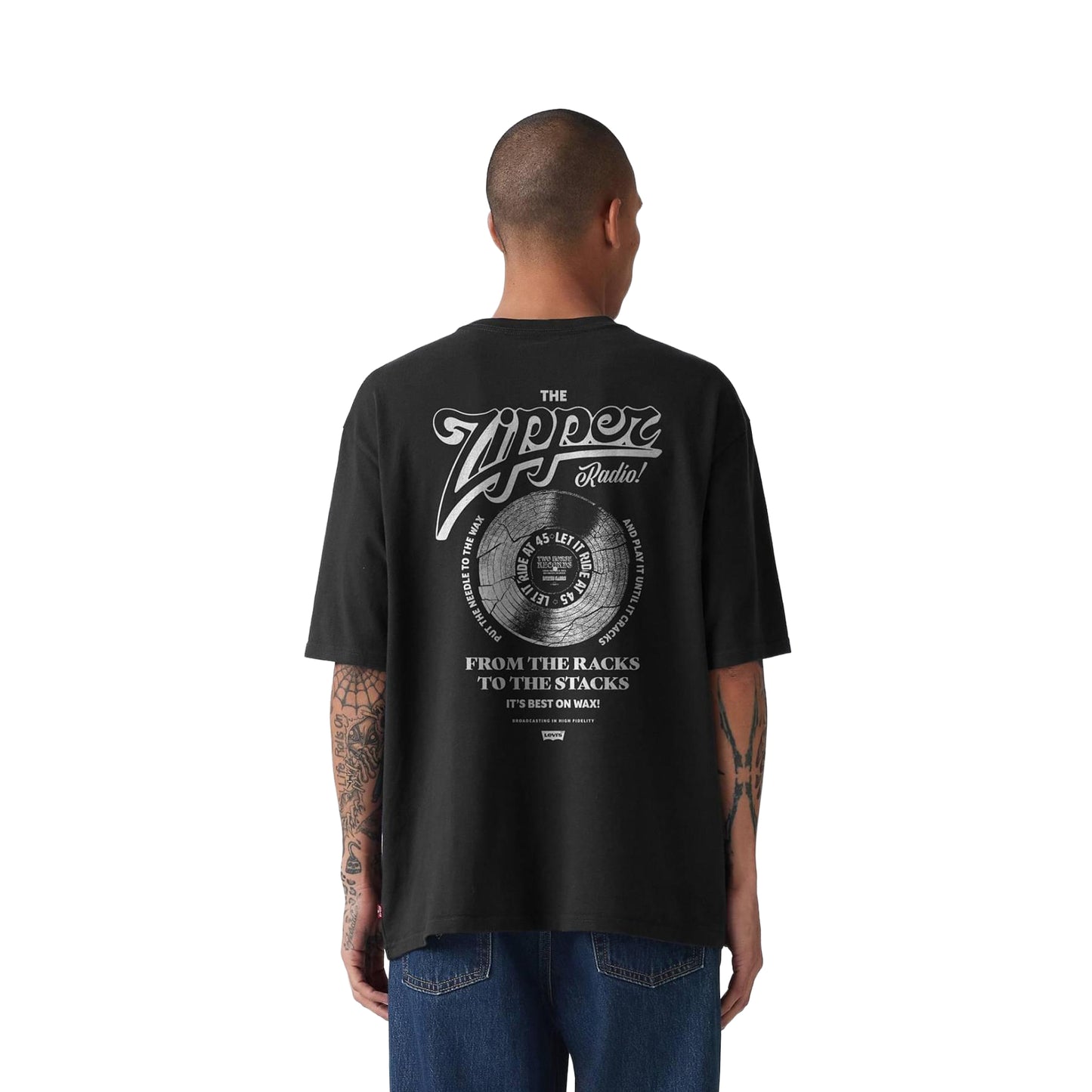 Levis LSE Half Sleeve Tee Zipper Radio Back Print Jet Black  - 006IG-0002