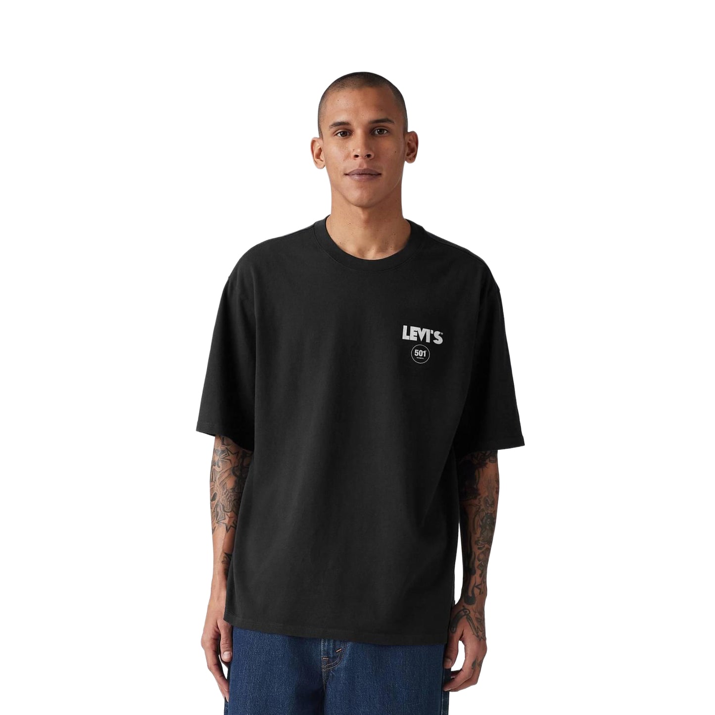 Levis LSE Half Sleeve Tee Zipper Radio Back Print Jet Black  - 006IG-0002