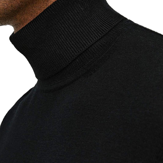 Jack & Jones Merino Knit Roll Neck Black  - 12216829B