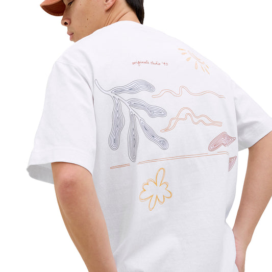 Jack & Jones Marraskesh Sketch Tee SS Crew Neck Bright White  - 12273388BW
