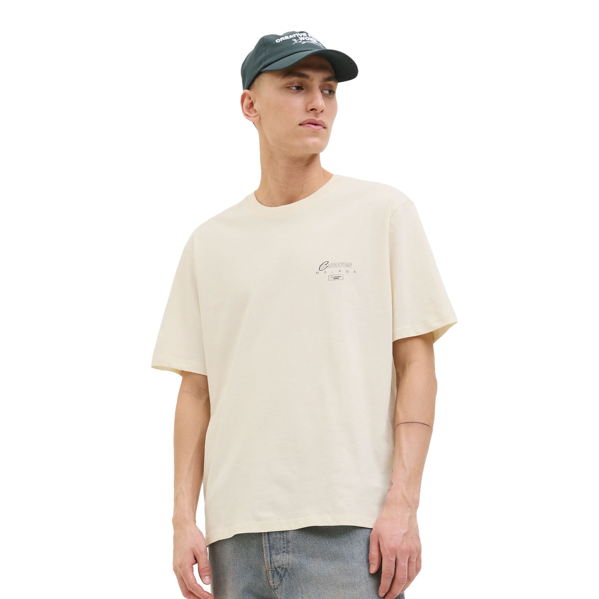 Jack & Jones Almeria World Tee SS Crew Neck Antique White  - 12276785AW