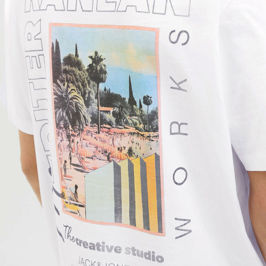 Jack & Jones Almeria World Tee SS Crew Neck Bright White  - 12276785BW