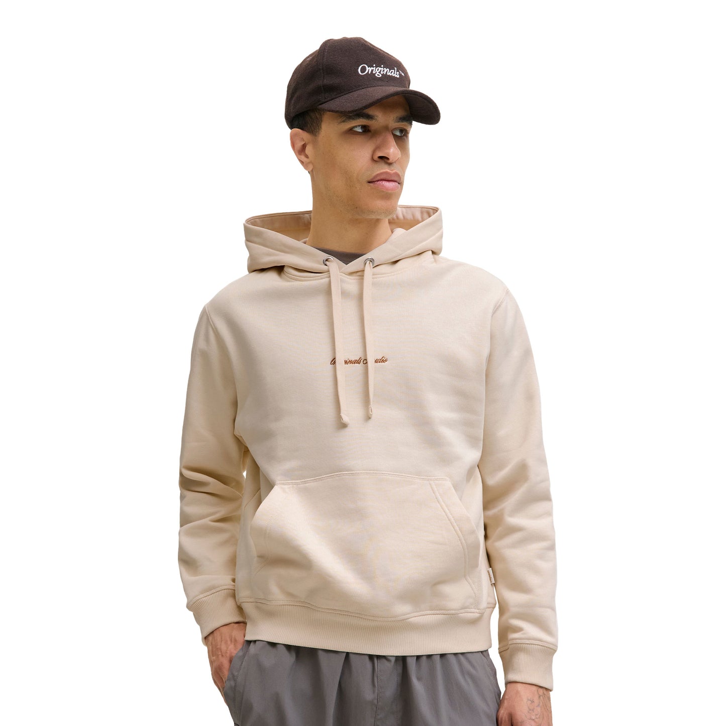 Jack & Jones Norrebro Emb Sweat Hood Antique White  - 12282861AW