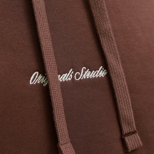 Jack & Jones Norrebro Emb Sweat Hood Deep Mahogany  - 12282861DM