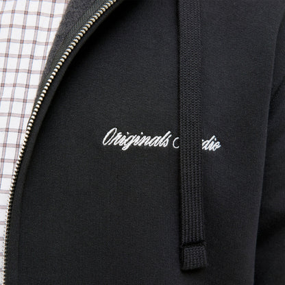 Jack & Jones Norrebro Emb Sweat Zip Hood Black  - 12282901B