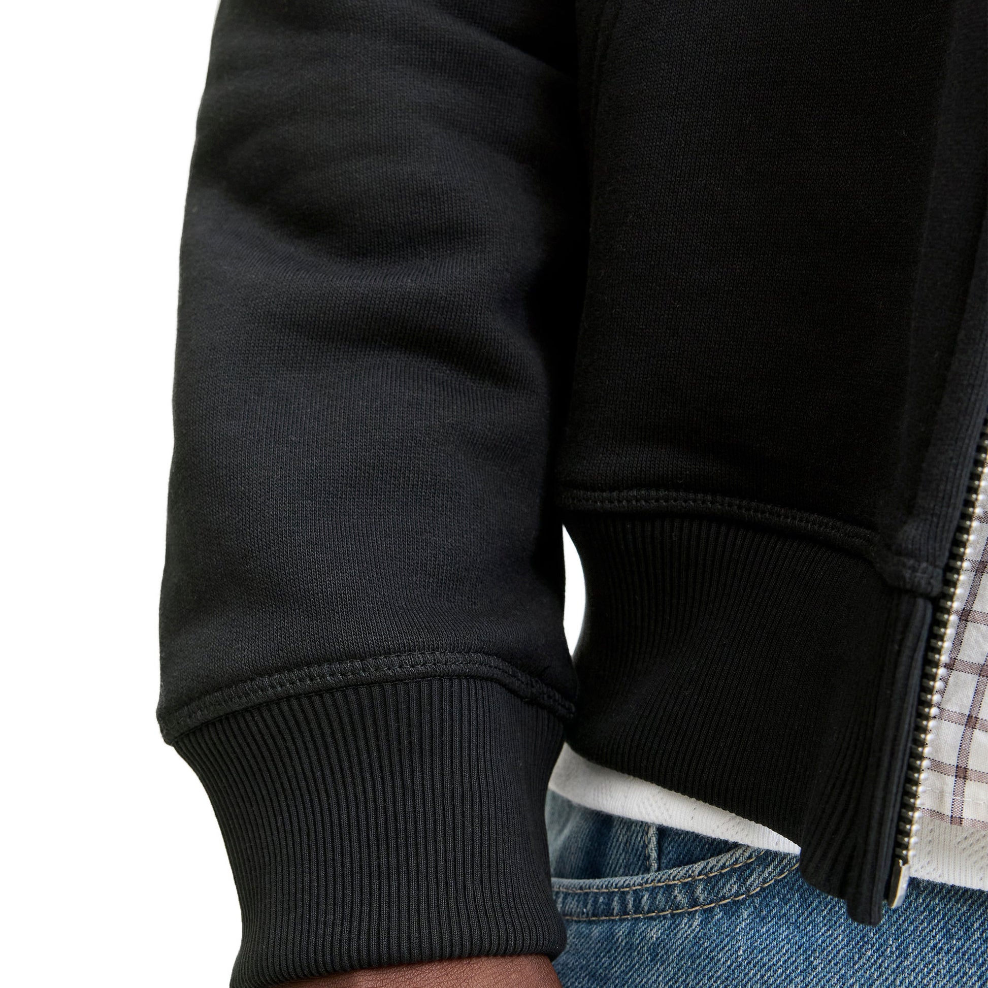 Jack & Jones Norrebro Emb Sweat Zip Hood Black  - 12282901B