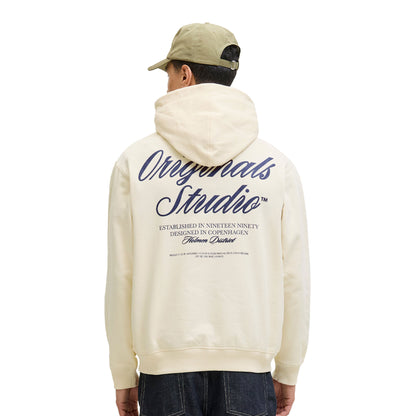 Jack & Jones Norrebro Typo Back Sweat Hood Antique White  - 12283054AW