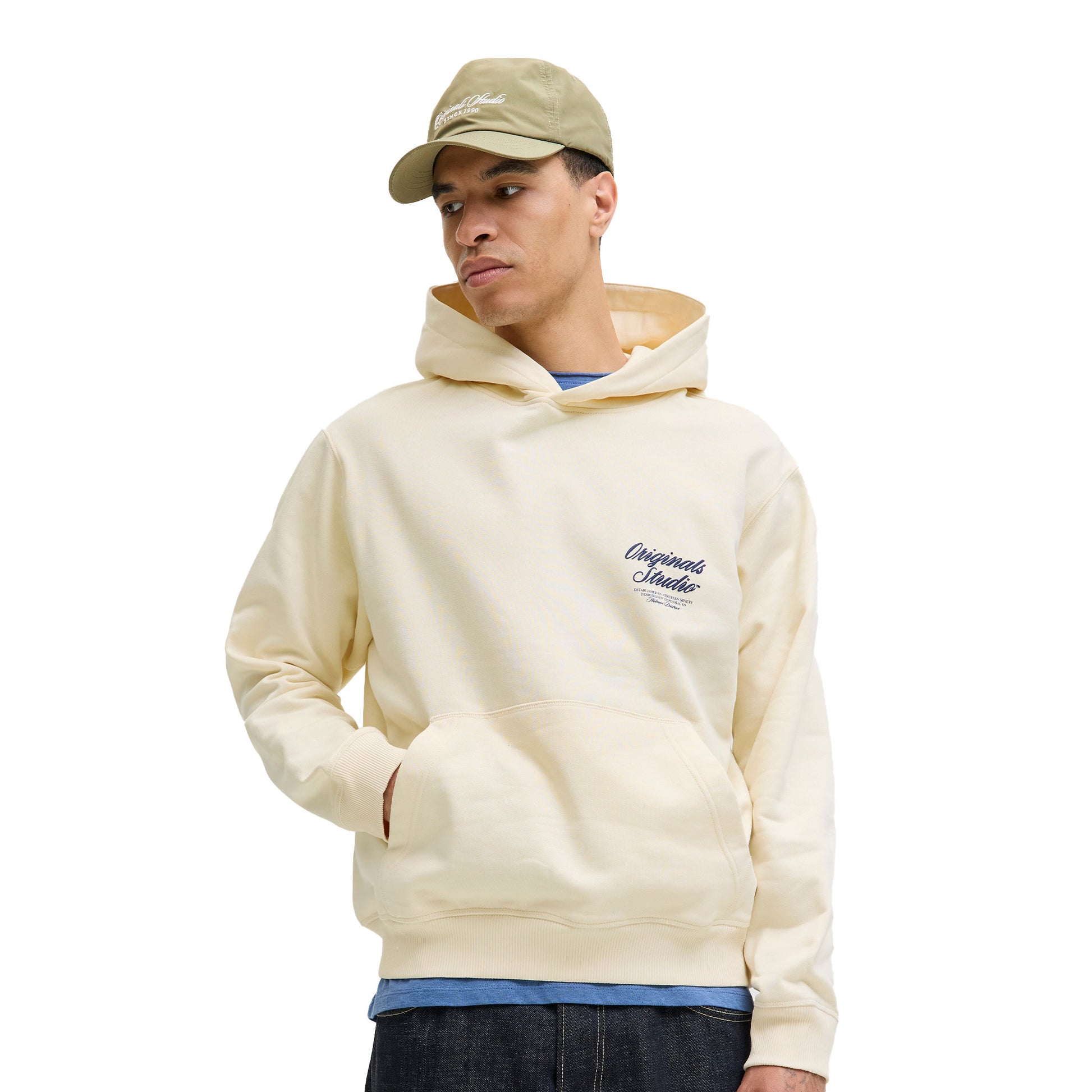 Jack & Jones Norrebro Typo Back Sweat Hood Antique White  - 12283054AW