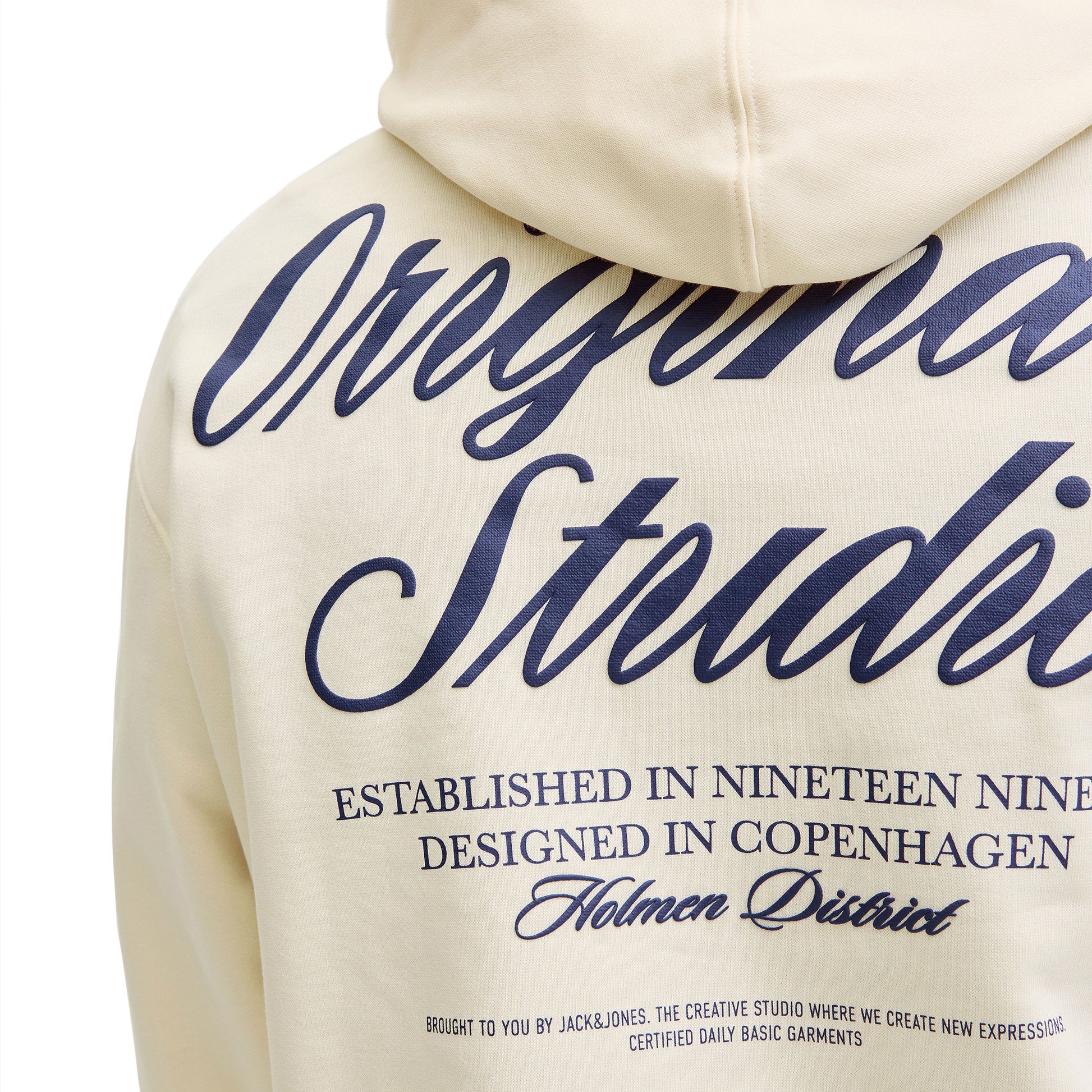 Jack & Jones Norrebro Typo Back Sweat Hood Antique White  - 12283054AW