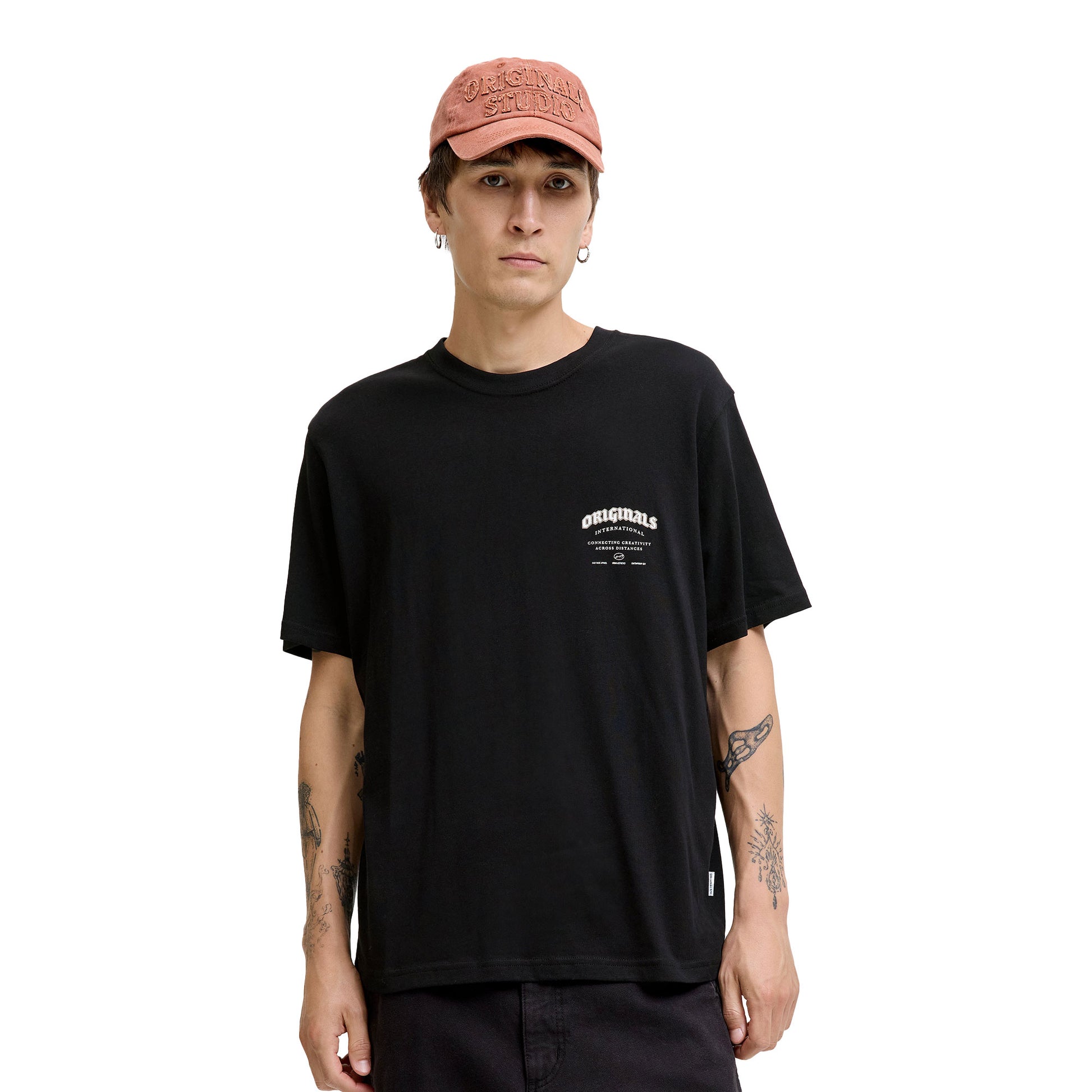 Jack & Jones Meadows Typo Tee SS Crew Neck Black  - 12283848B