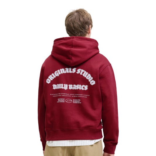 Jack & Jones Meadows Sweat Hood Tibetan Red  - 12283868TR