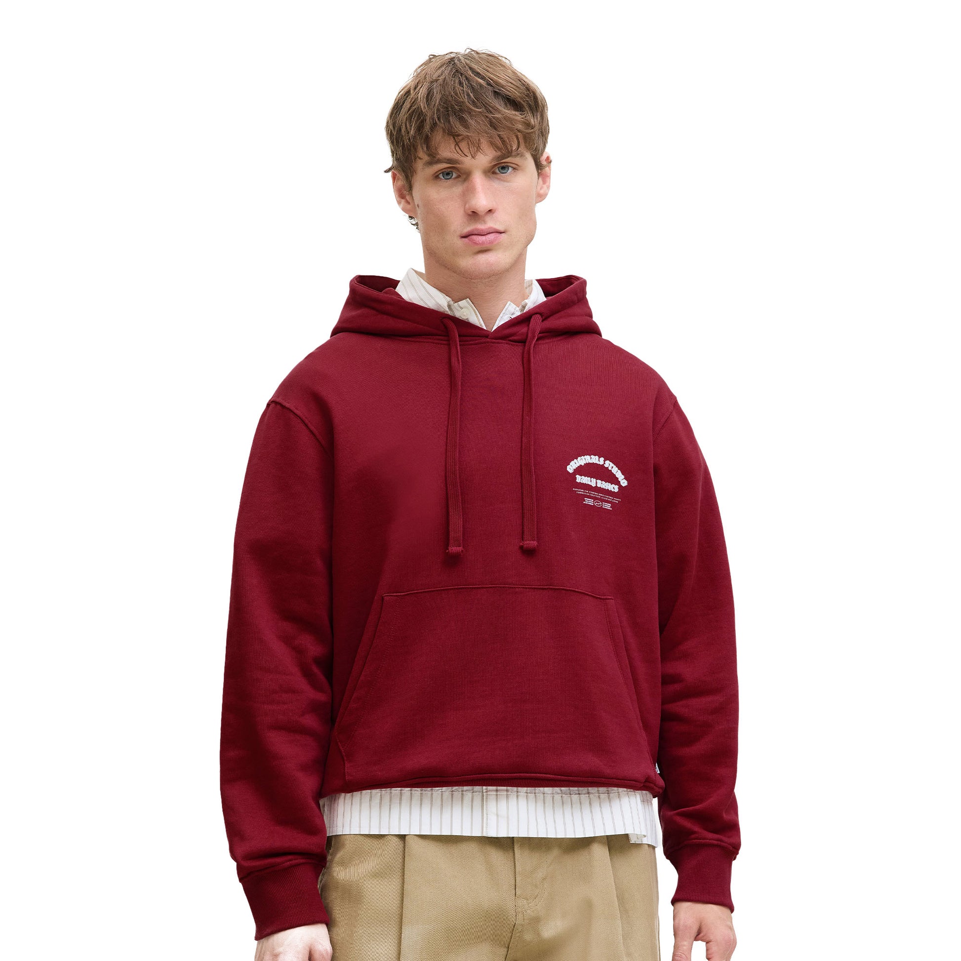 Jack & Jones Meadows Sweat Hood Tibetan Red  - 12283868TR
