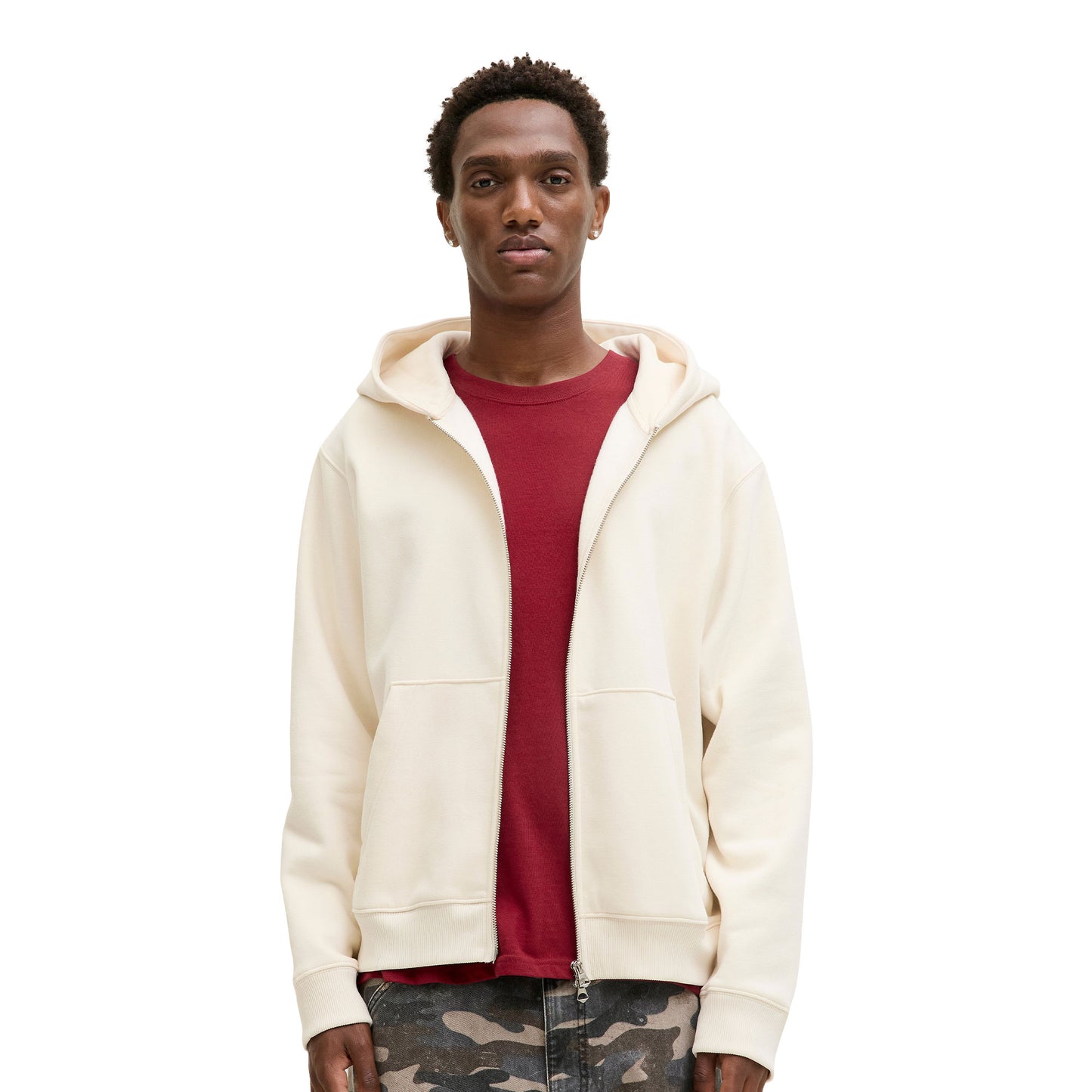 Jack & Jones Bedford Sweat Zip Hood Antique White  - 12286637AW