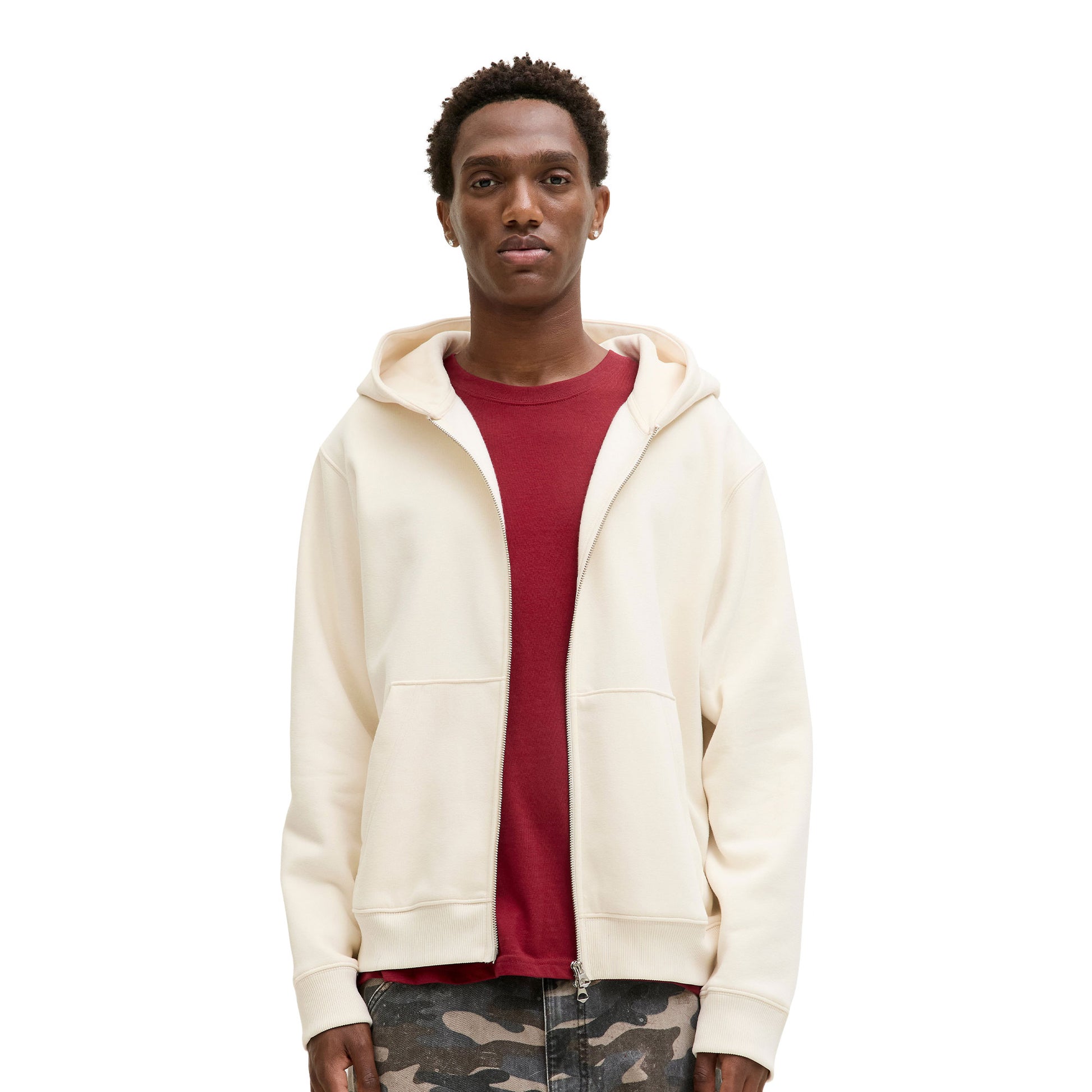 Jack & Jones Bedford Sweat Zip Hood Antique White  - 12286637AW