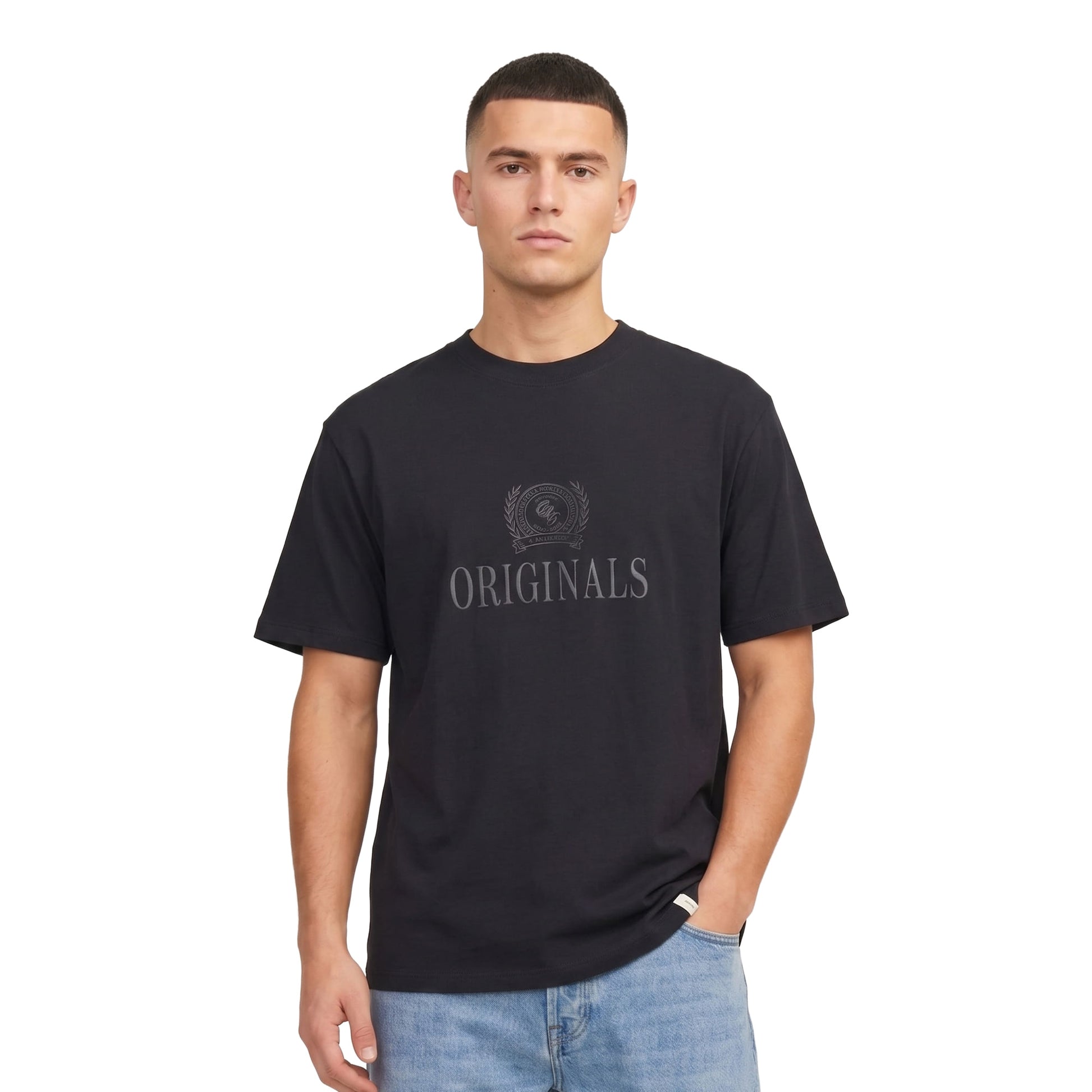 Jack & Jones Frederiksberg Monogram SS Tee Black  - 12299800B