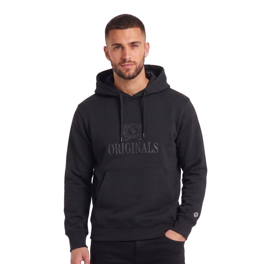Jack & Jones Frederiksberg Monogram Sweat Hood Black  - 12300022B