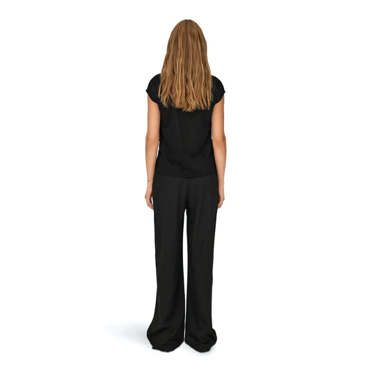 Only Silvery S/S V Neck Lurex Top Black  - 15136069B