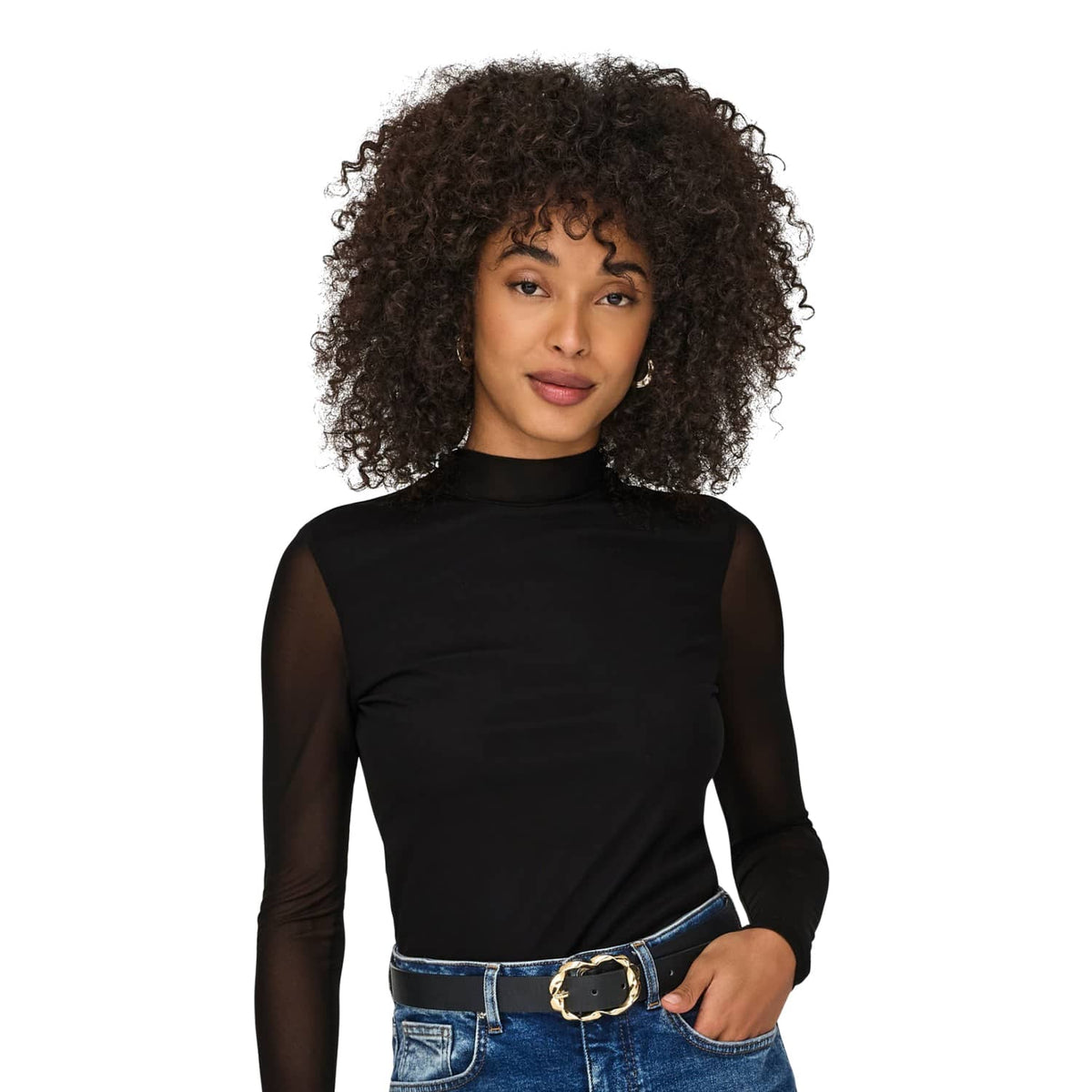 Only Erica Mesh L/S Top Black  - 15141298B