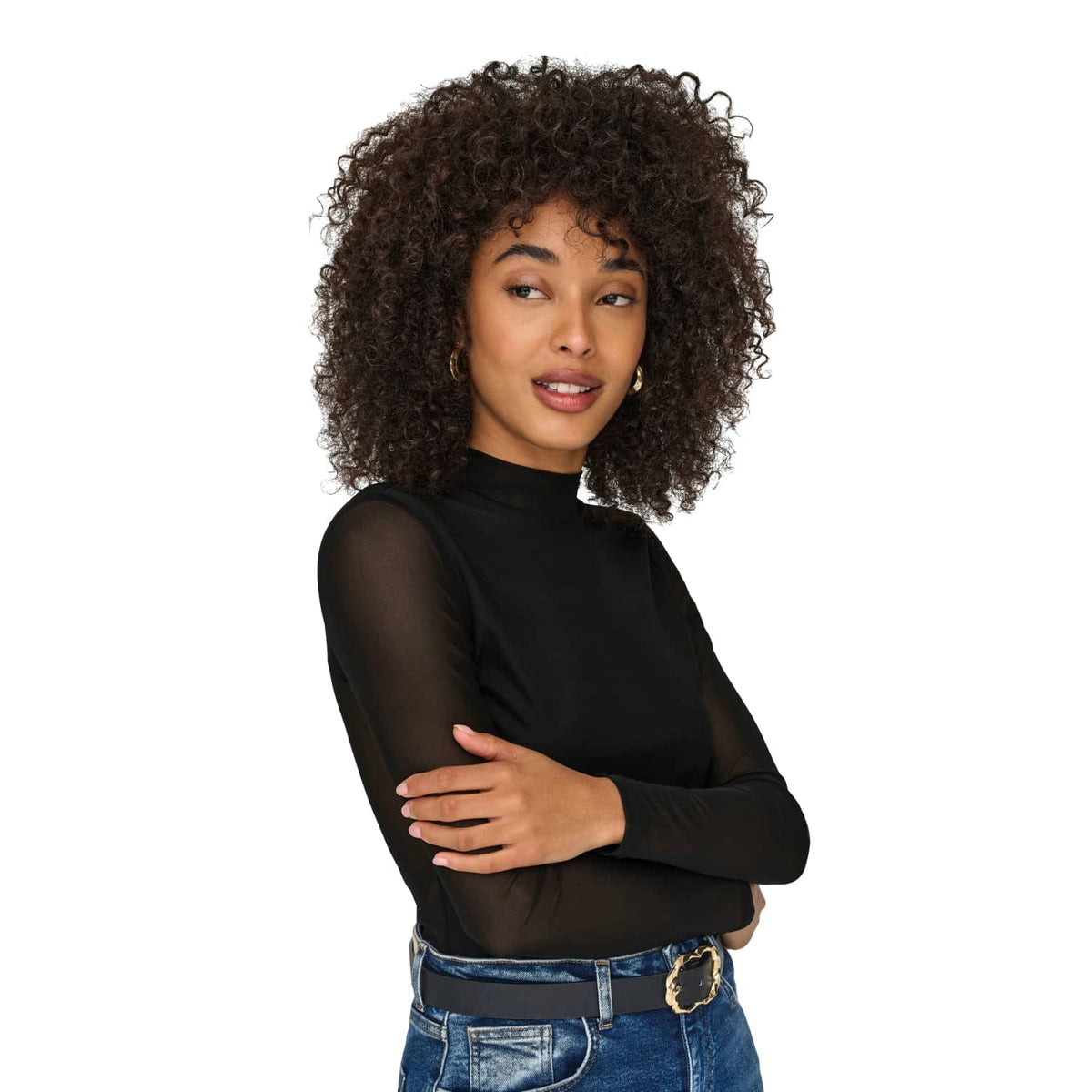 Only Erica Mesh L/S Top Black  - 15141298B