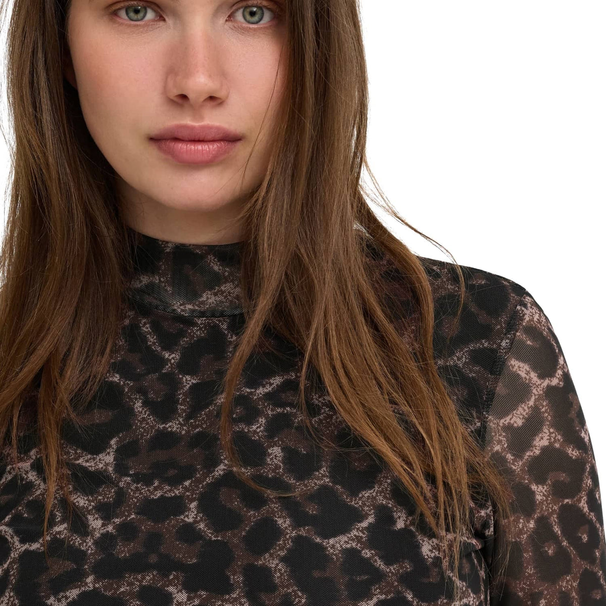 Only Erica Mesh L/S Top Raw Umber  - 15141298RU