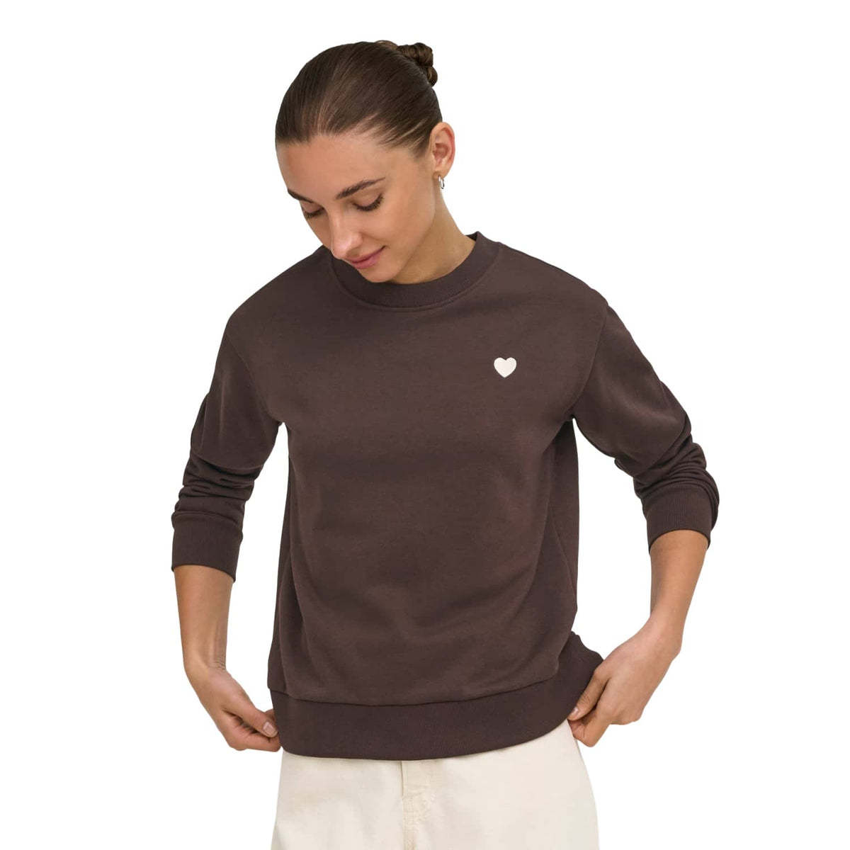 JDY Paris L/S Embroidered Sweat Coffee Bean  - 15221015CB