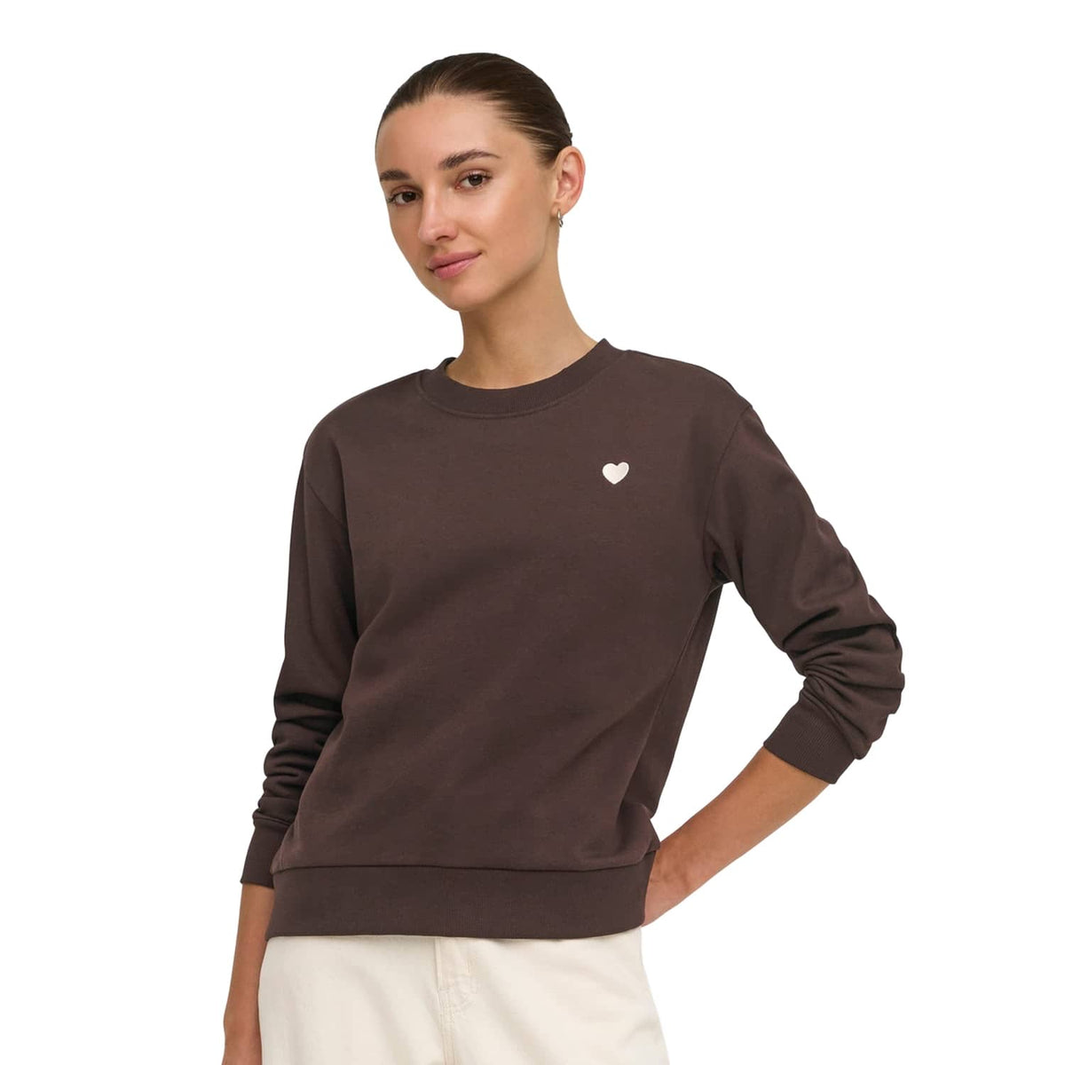 JDY Paris L/S Embroidered Sweat Coffee Bean  - 15221015CB