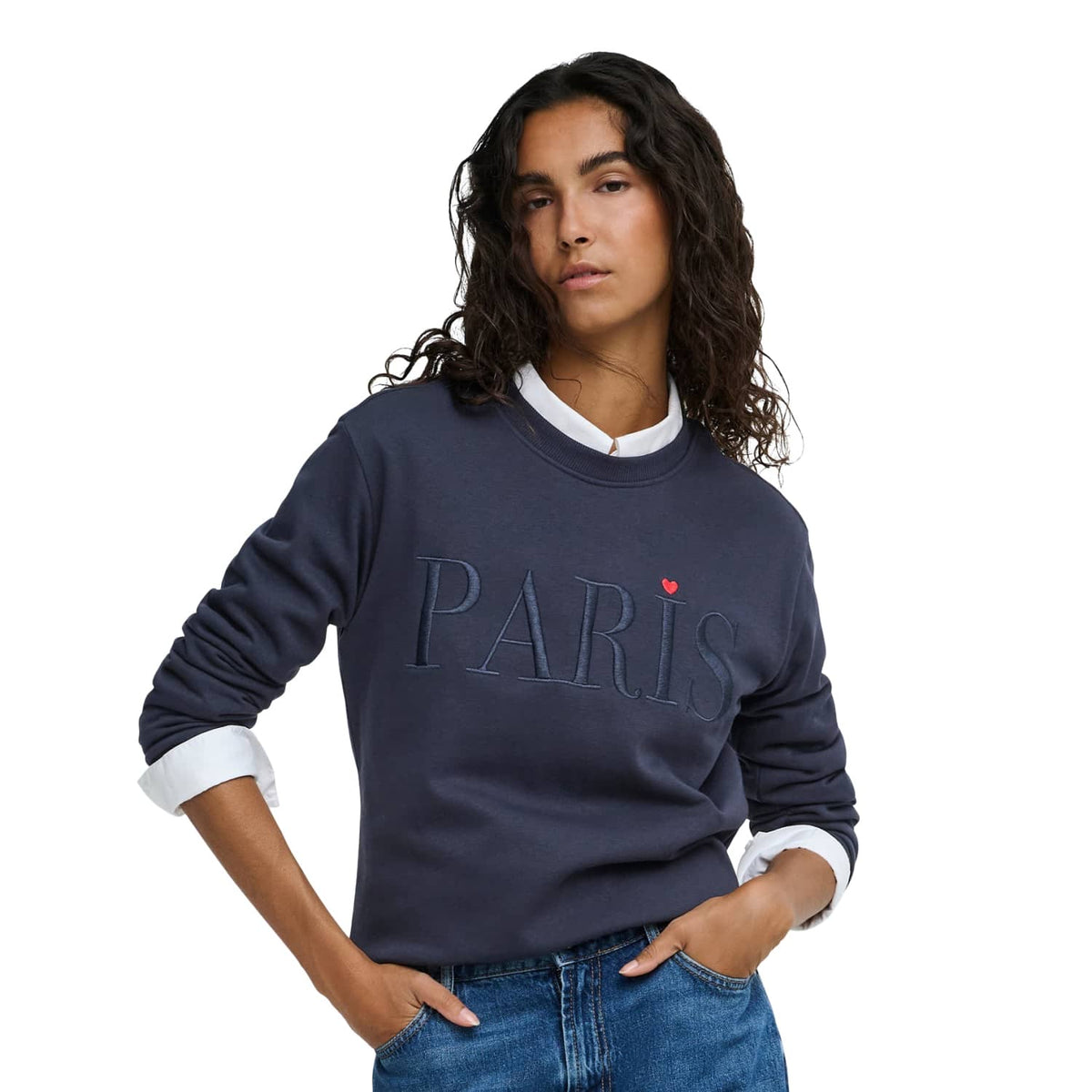 JDY Paris L/S Embroidered Sweat Night Sky  - 15221015NS