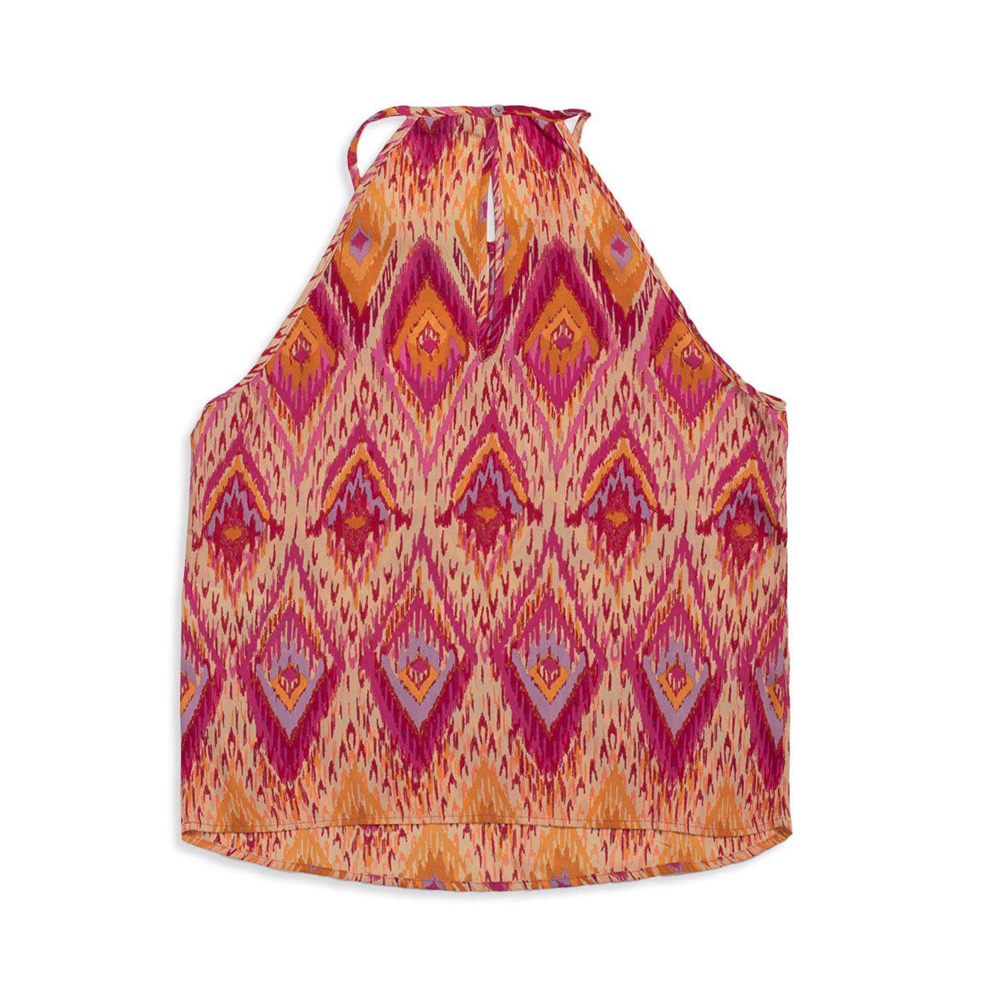 Only Alma Life Poly S/L Keyhole Top AOP Raspberry Rose  - 15222385RR