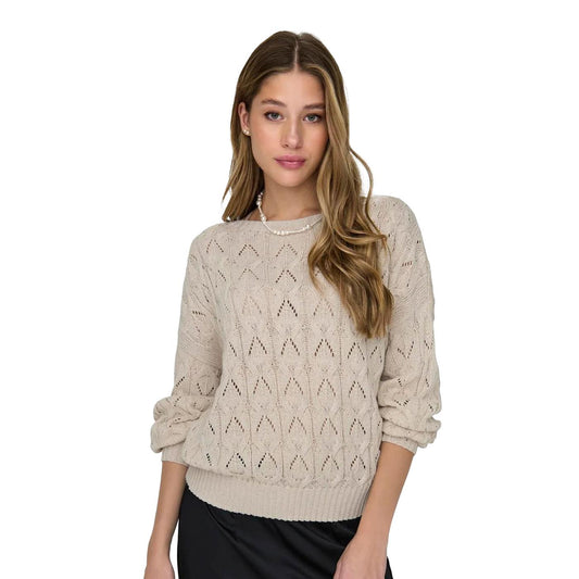 Only Brynn Life Structure L/S Pullover Knit Pumice Stone  - 15222853PS